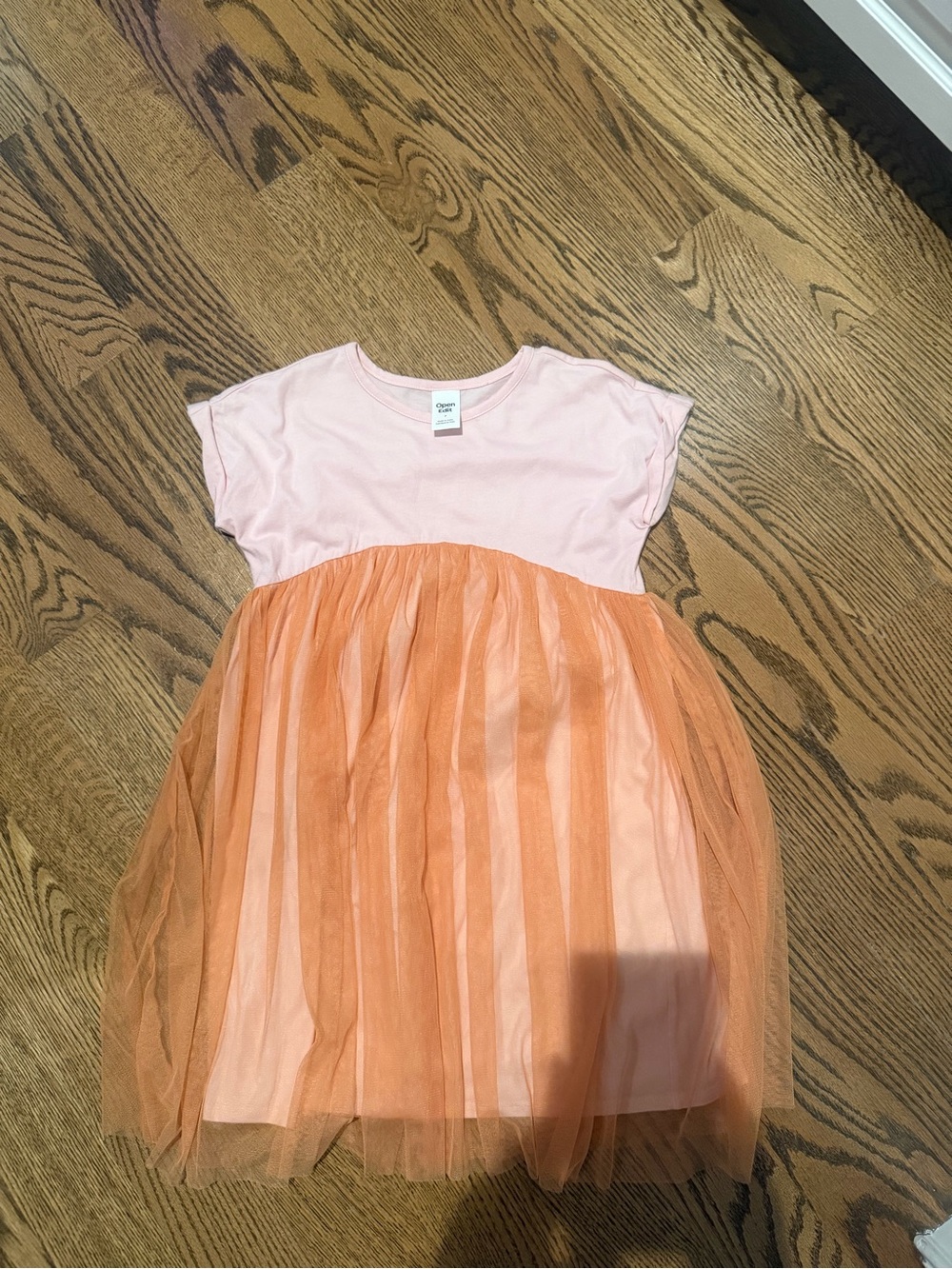 Girls Pink and Orange Tulle Everyday Dress